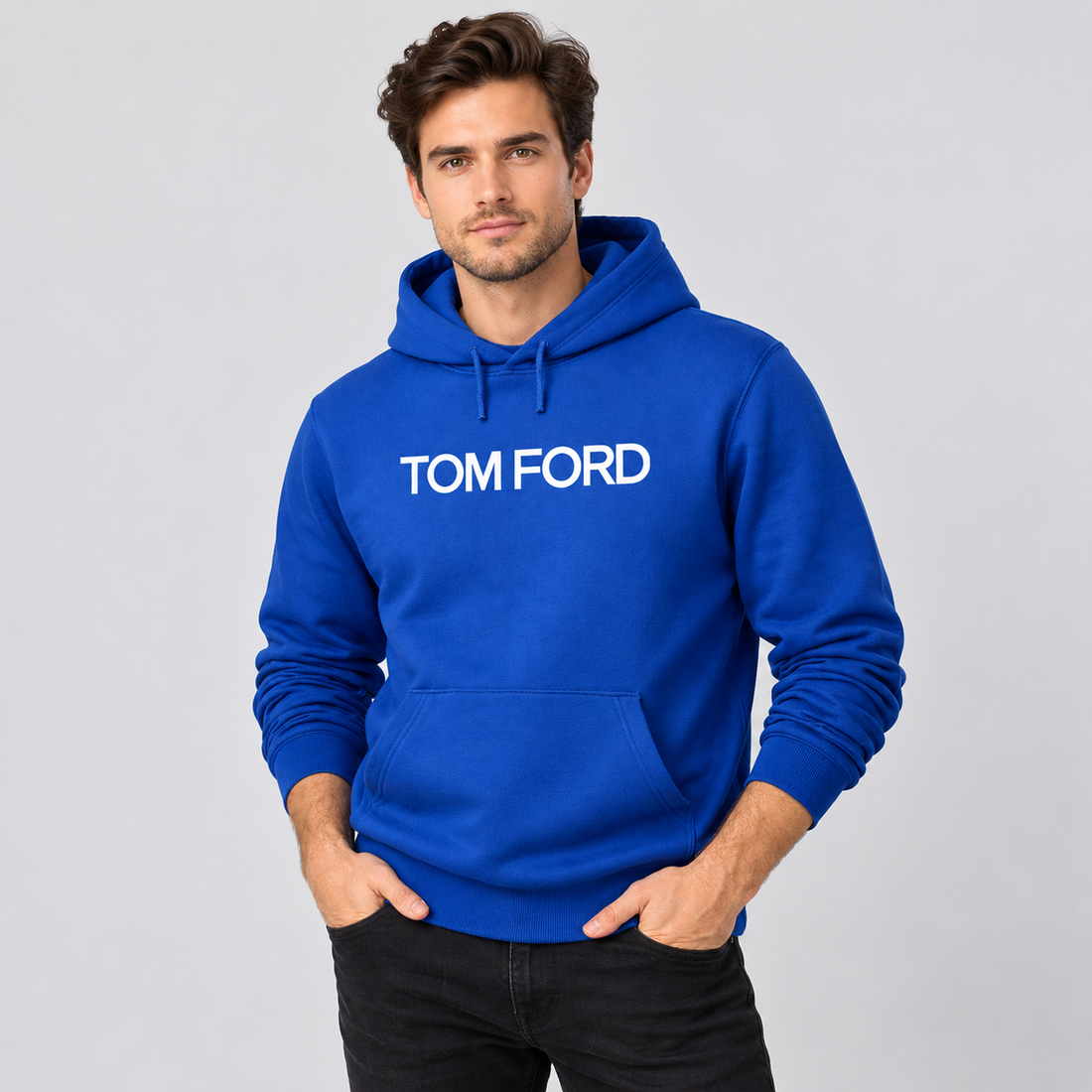 Men's Tom Ford Pullover Hoodie | Color: Blue | View 3