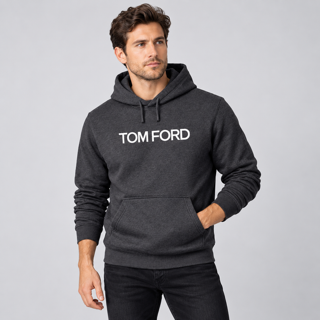Men's Tom Ford Pullover Hoodie | Color: Dark Heather | View 3