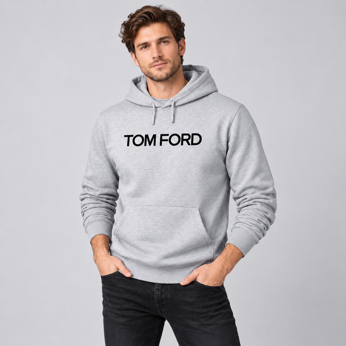 Men's Tom Ford Pullover Hoodie | Color: Grey | View 3