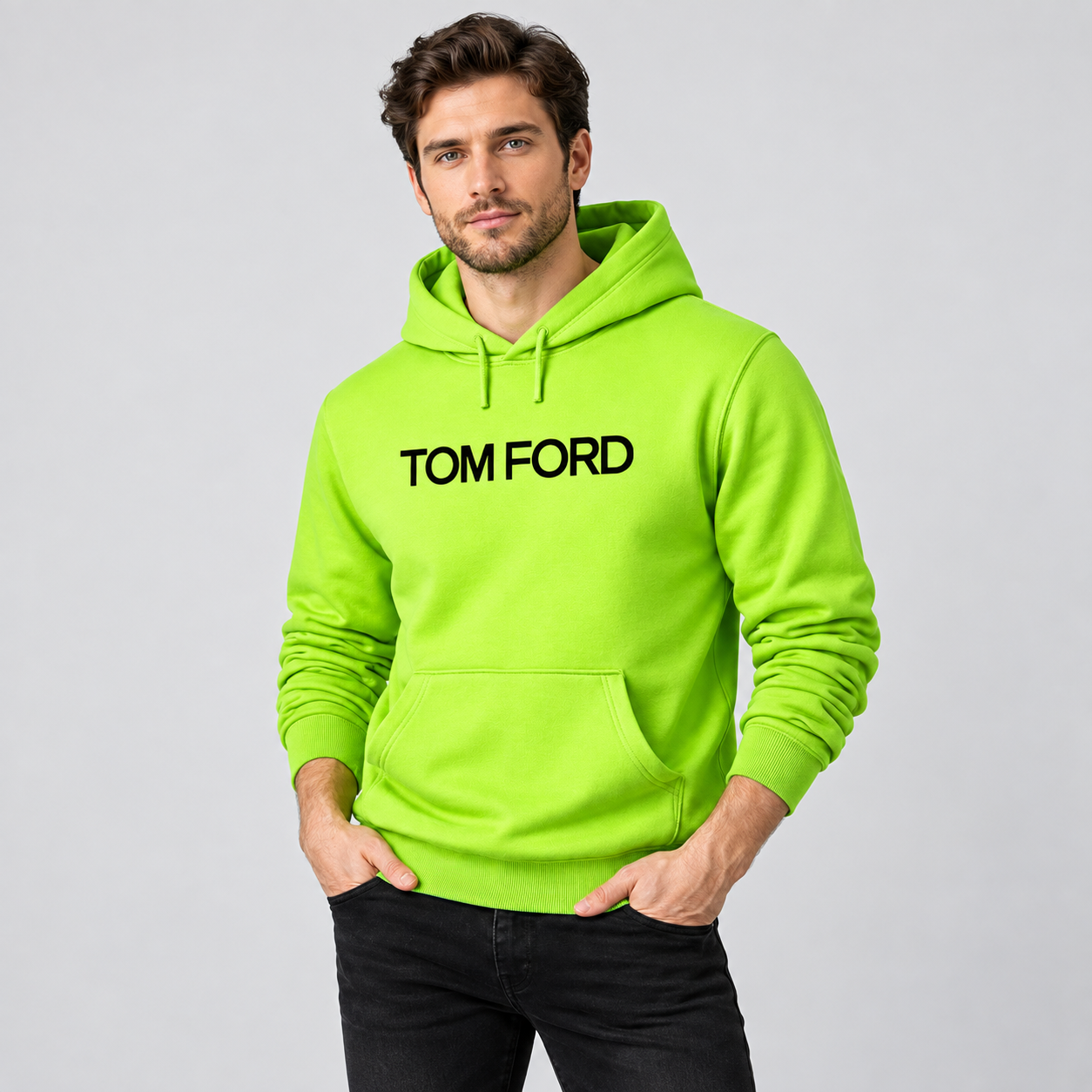 Men's Tom Ford Pullover Hoodie | Color: Lime Green | View 3