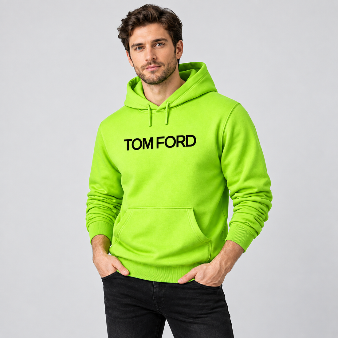 Men's Tom Ford Pullover Hoodie | Color: Lime Green | View 3