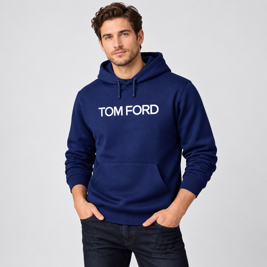 Men's Tom Ford Pullover Hoodie | Color: Navy | View 3