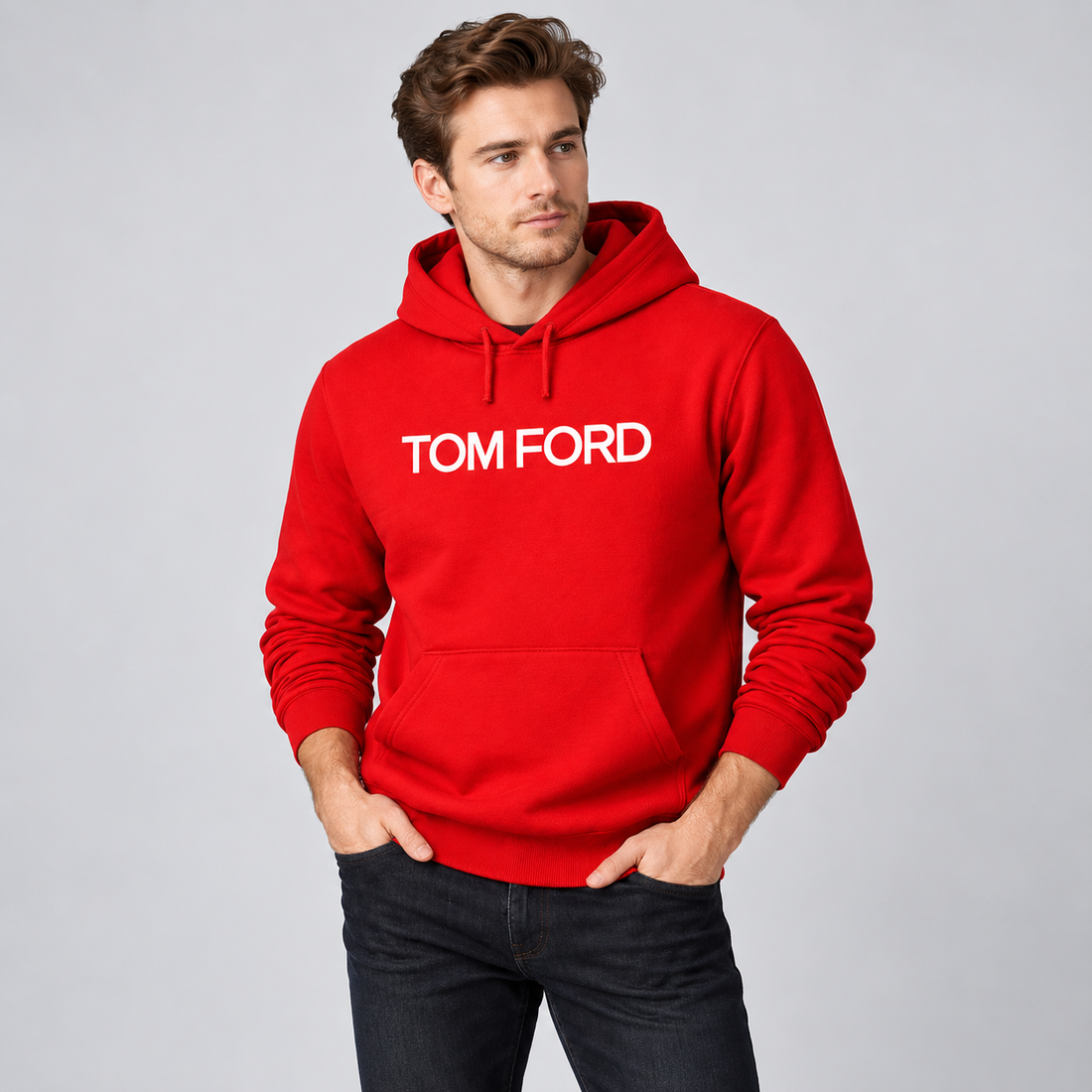 Men's Tom Ford Pullover Hoodie | Color: Red | View 3