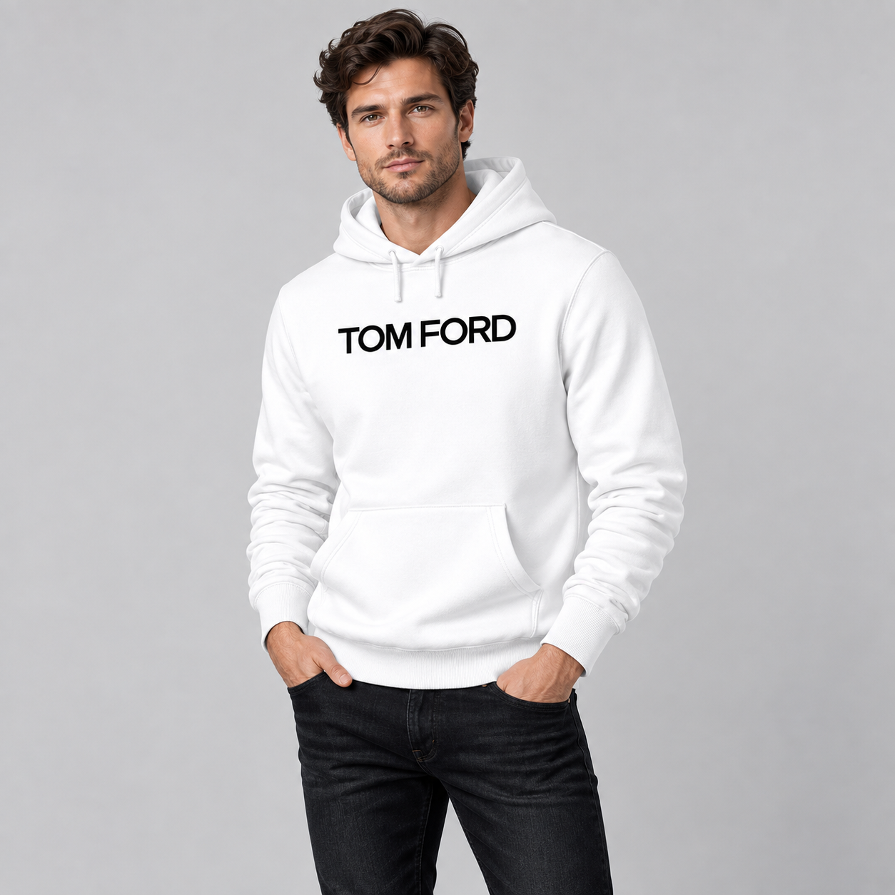 Men's Tom Ford Pullover Hoodie | Color: White | View 3