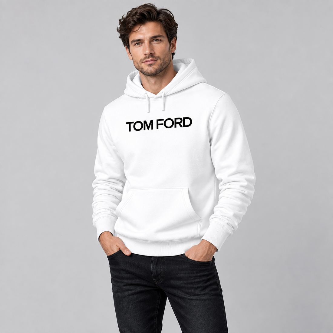 Men's Tom Ford Pullover Hoodie | Color: White | View 3