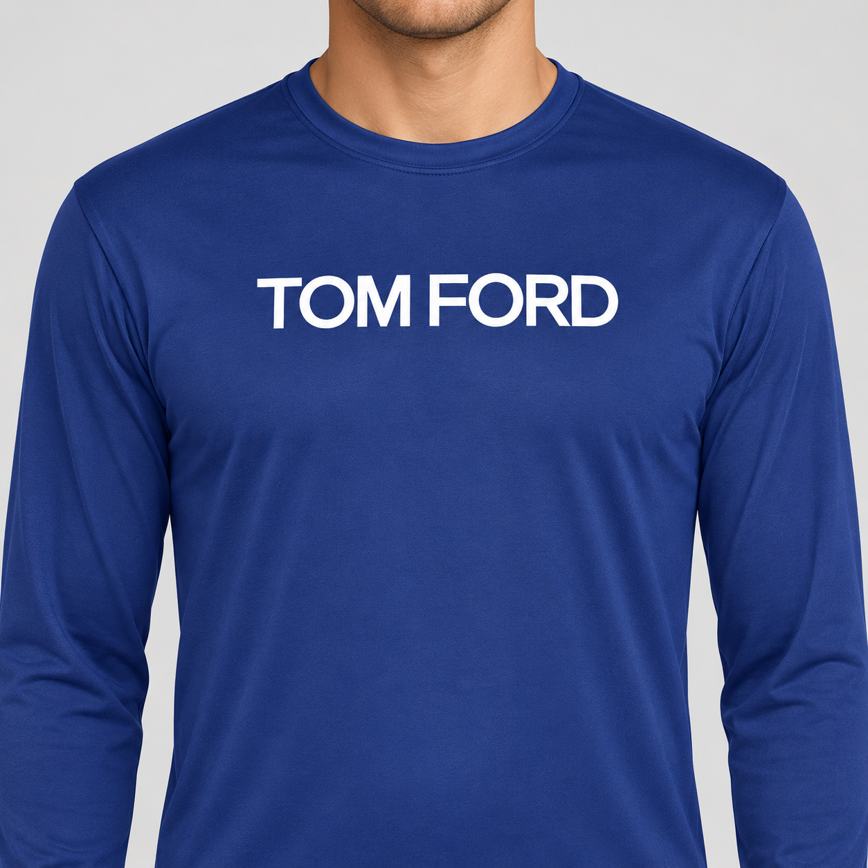 Men's Tom Ford Polyester Long Sleeve T-Shirt | Color: Royal Blue | View 4