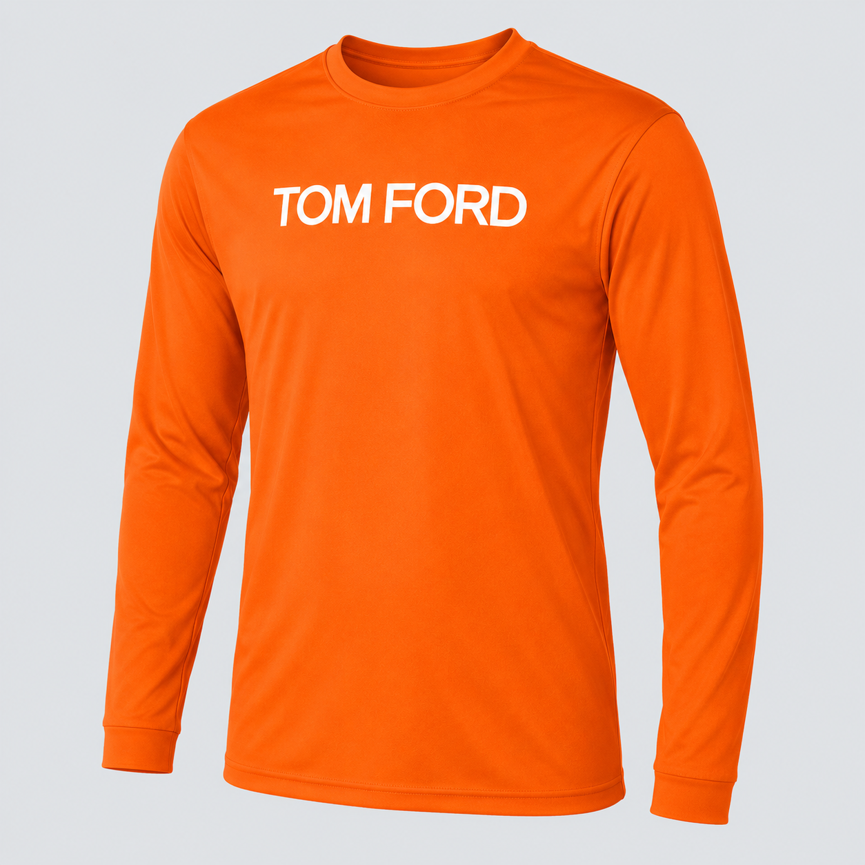 Men's Tom Ford Polyester Long Sleeve T-Shirt | Color: Safety Orange | View 1