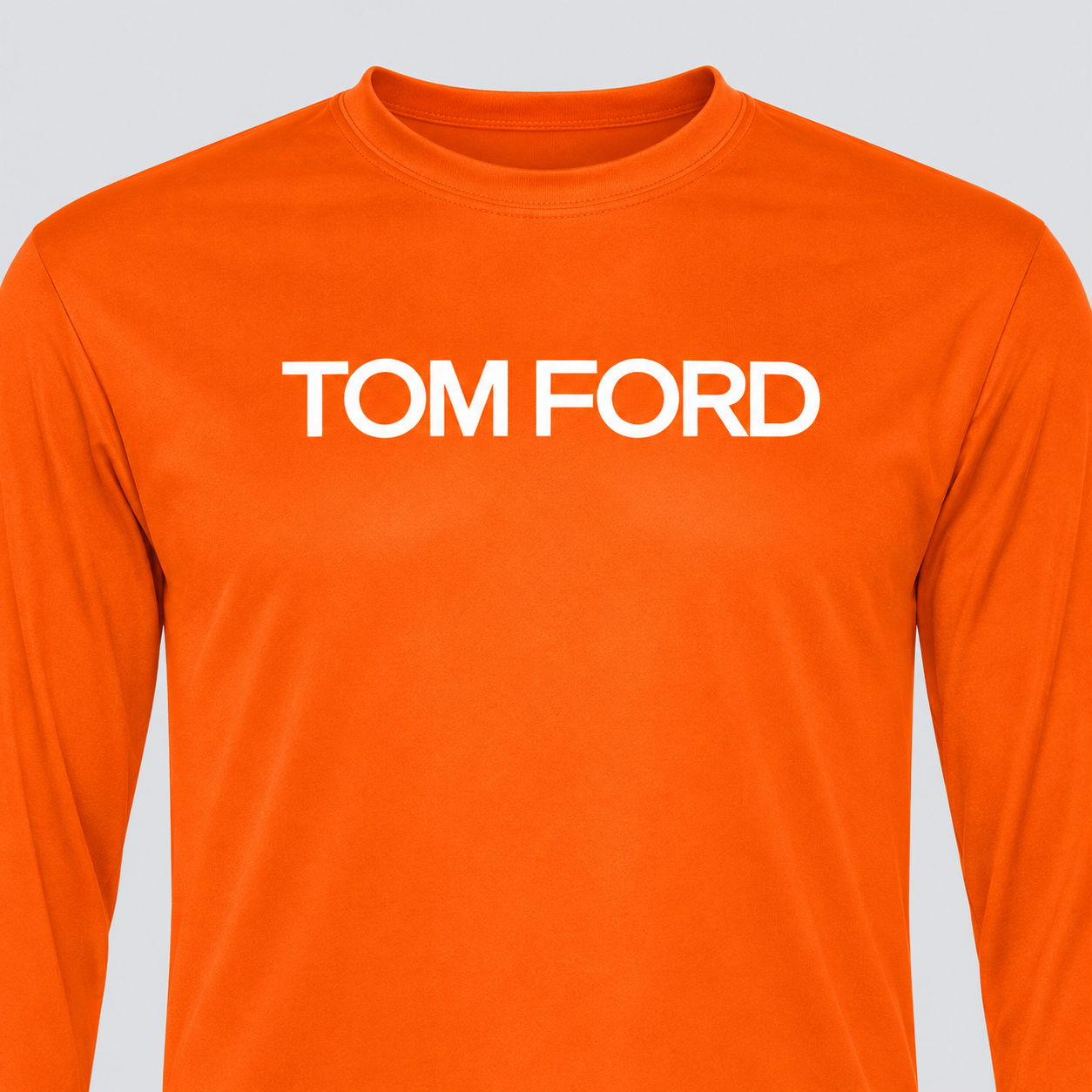 Men's Tom Ford Polyester Long Sleeve T-Shirt | Color: Safety Orange | View 4
