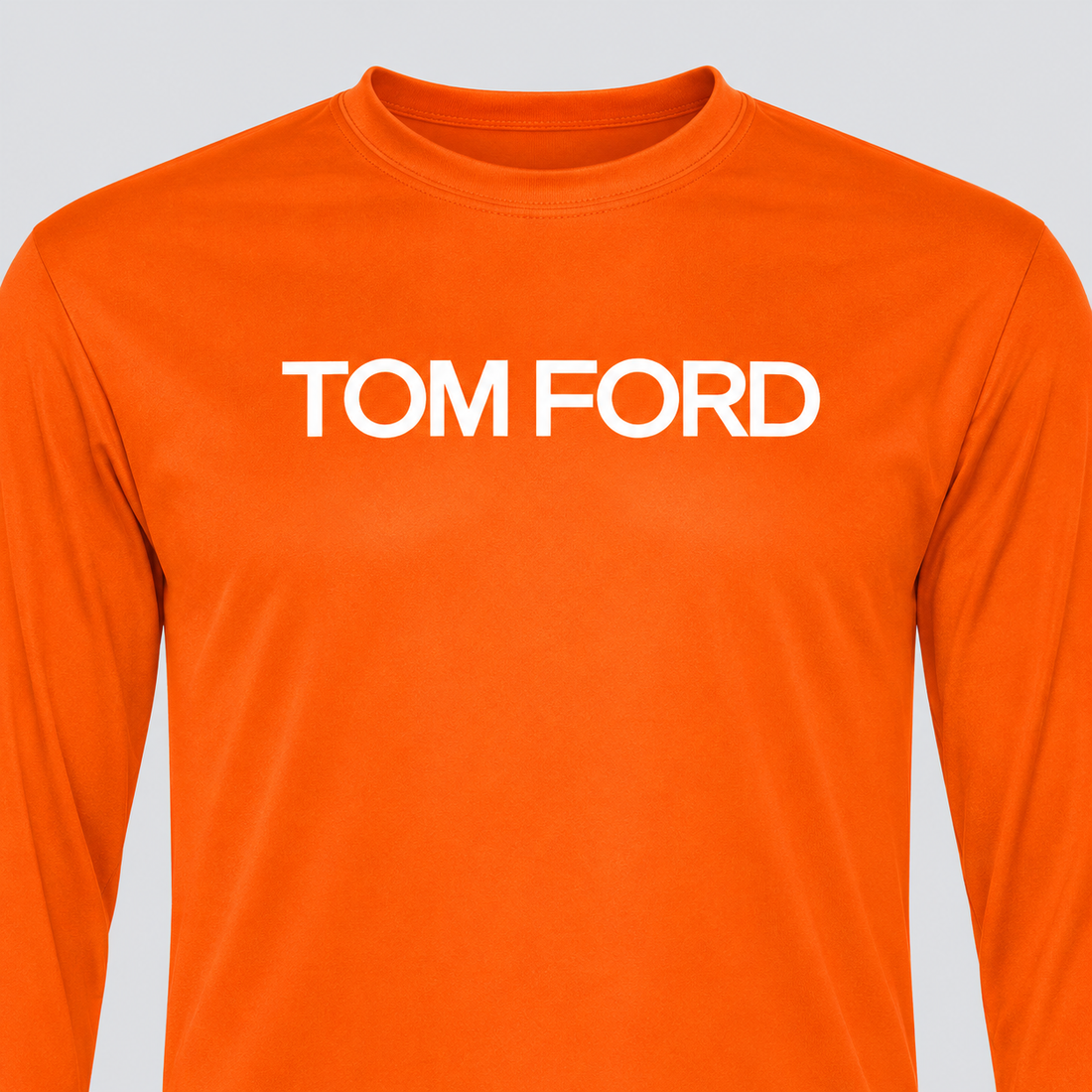 Men's Tom Ford Polyester Long Sleeve T-Shirt | Color: Safety Orange | View 4