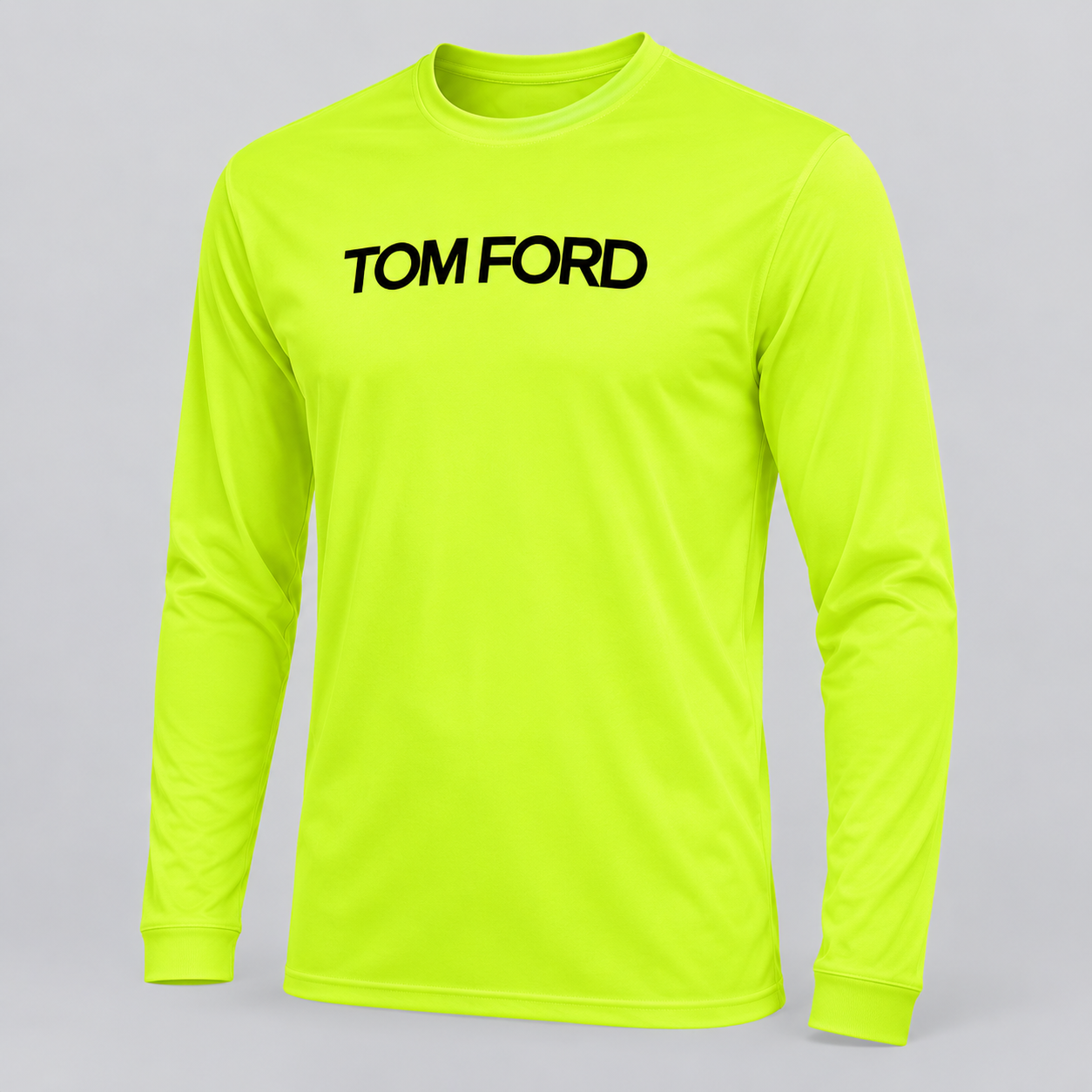 Men's Tom Ford Polyester Long Sleeve T-Shirt | Color: Safety Yellow | View 1