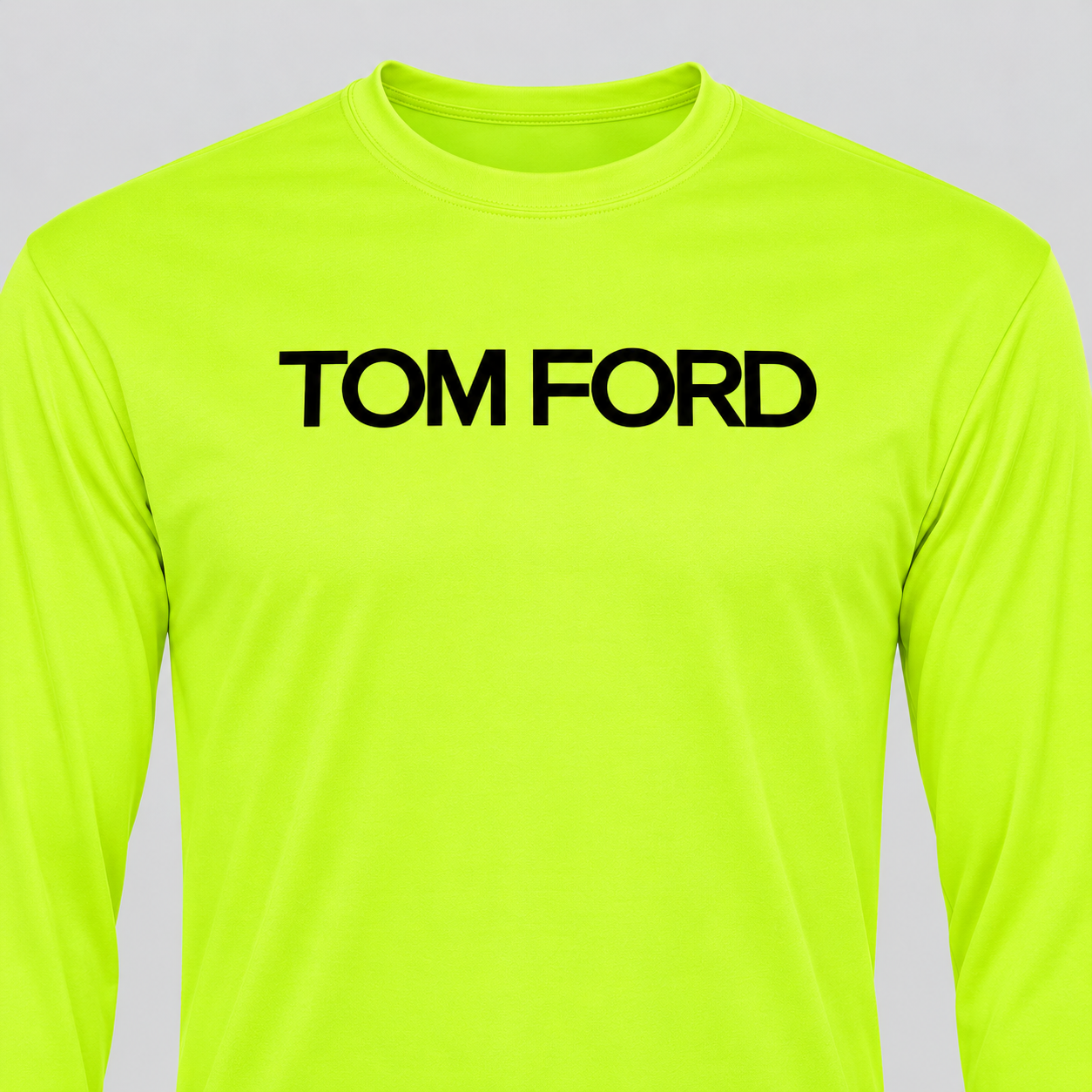 Men's Tom Ford Polyester Long Sleeve T-Shirt | Color: Safety Yellow | View 4
