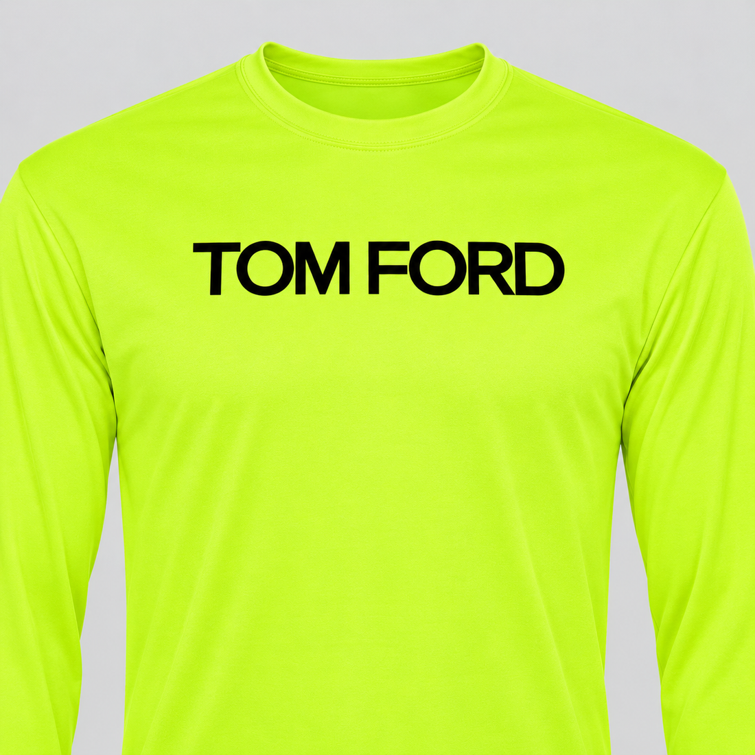 Men's Tom Ford Polyester Long Sleeve T-Shirt | Color: Safety Yellow | View 4