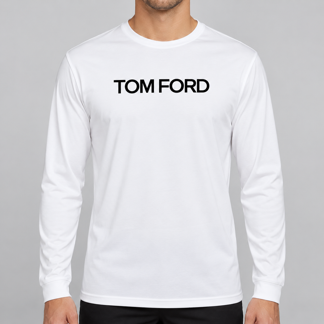 Men's Tom Ford Polyester Long Sleeve T-Shirt | Color: White | View 4