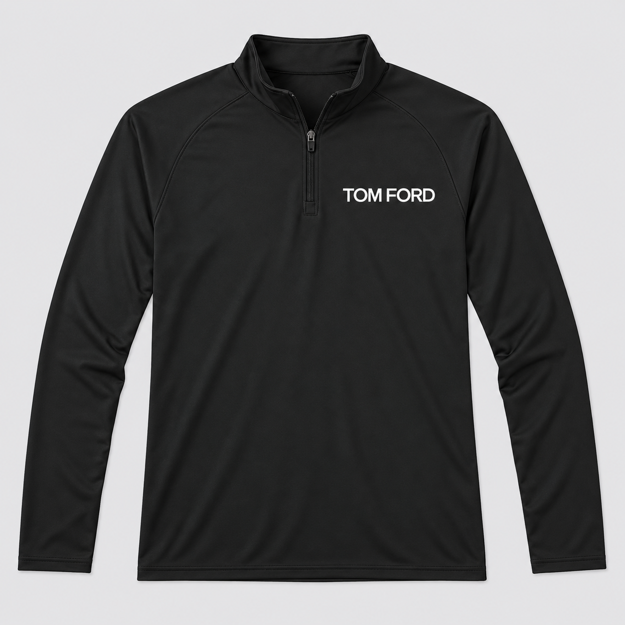 Men’s Tom Ford Lightweight Quarter-Zip Athletic Shirt – Long Sleeve Polyester Wear | Color: Black | View 5