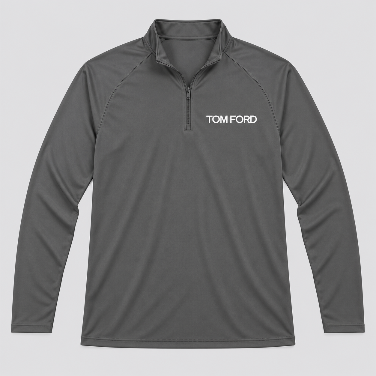 Men’s Tom Ford Lightweight Quarter-Zip Athletic Shirt – Long Sleeve Polyester Wear | Color: Dark Gray | View 5