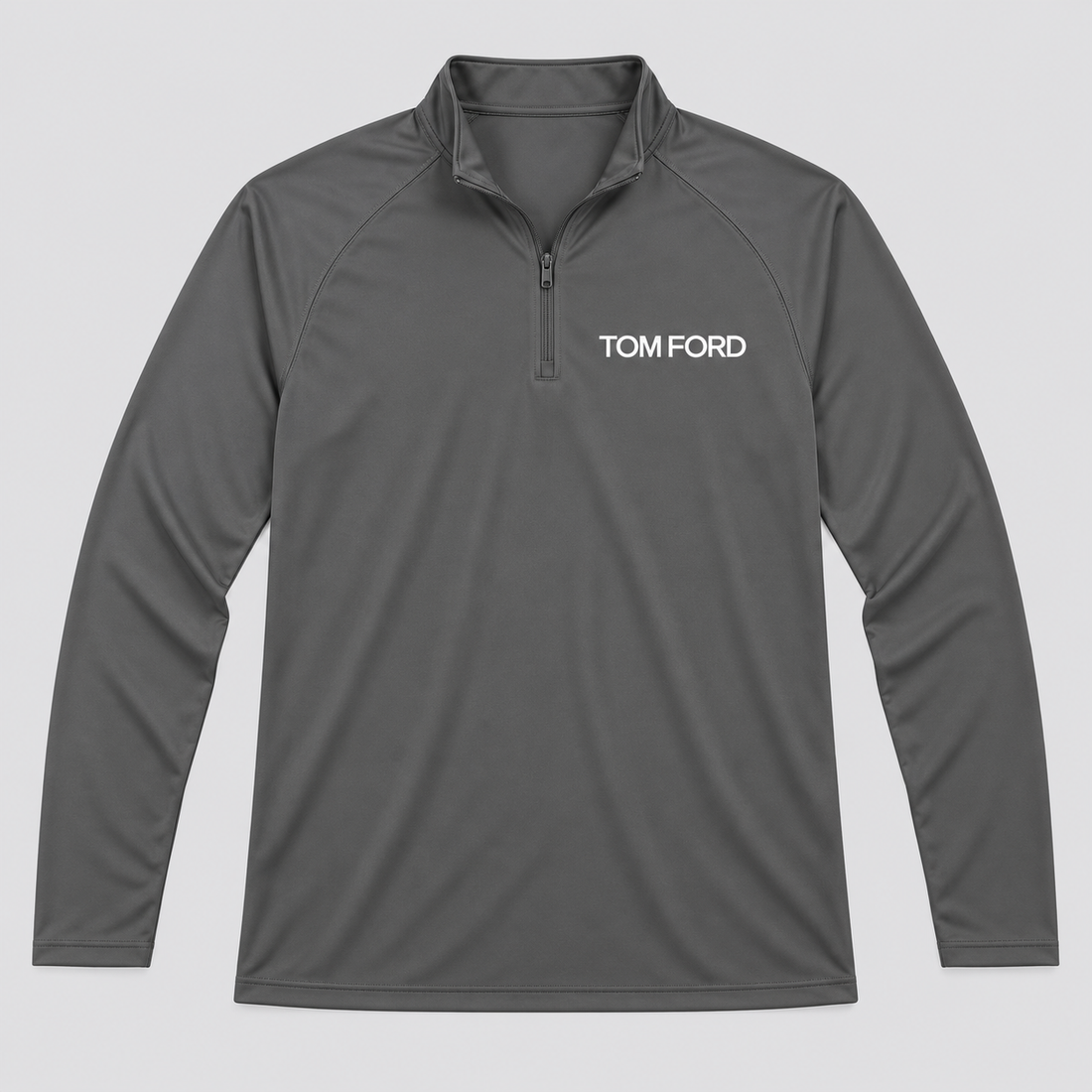Men’s Tom Ford Lightweight Quarter-Zip Athletic Shirt – Long Sleeve Polyester Wear | Color: Dark Gray | View 5