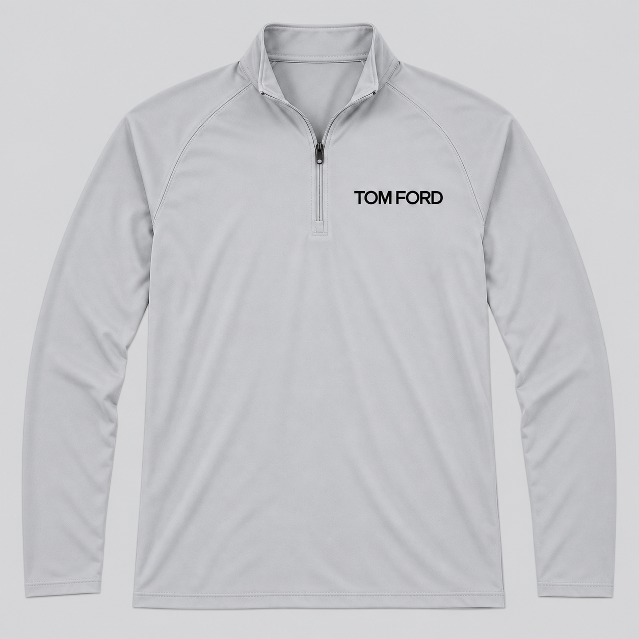 Men’s Tom Ford Lightweight Quarter-Zip Athletic Shirt – Long Sleeve Polyester Wear | Color: Light Gray | View 5