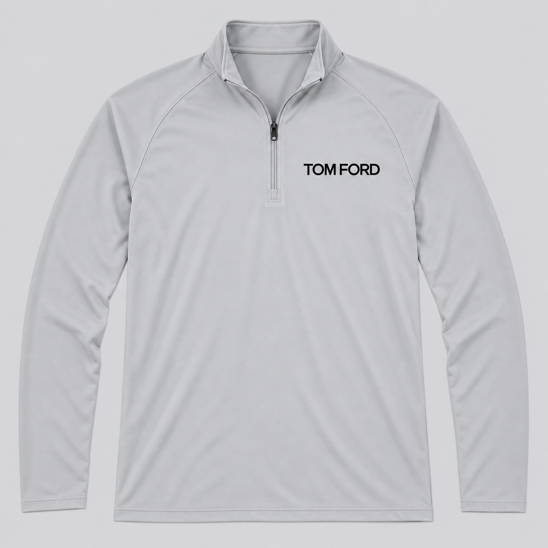 Men’s Tom Ford Lightweight Quarter-Zip Athletic Shirt – Long Sleeve Polyester Wear | Color: Light Gray | View 5