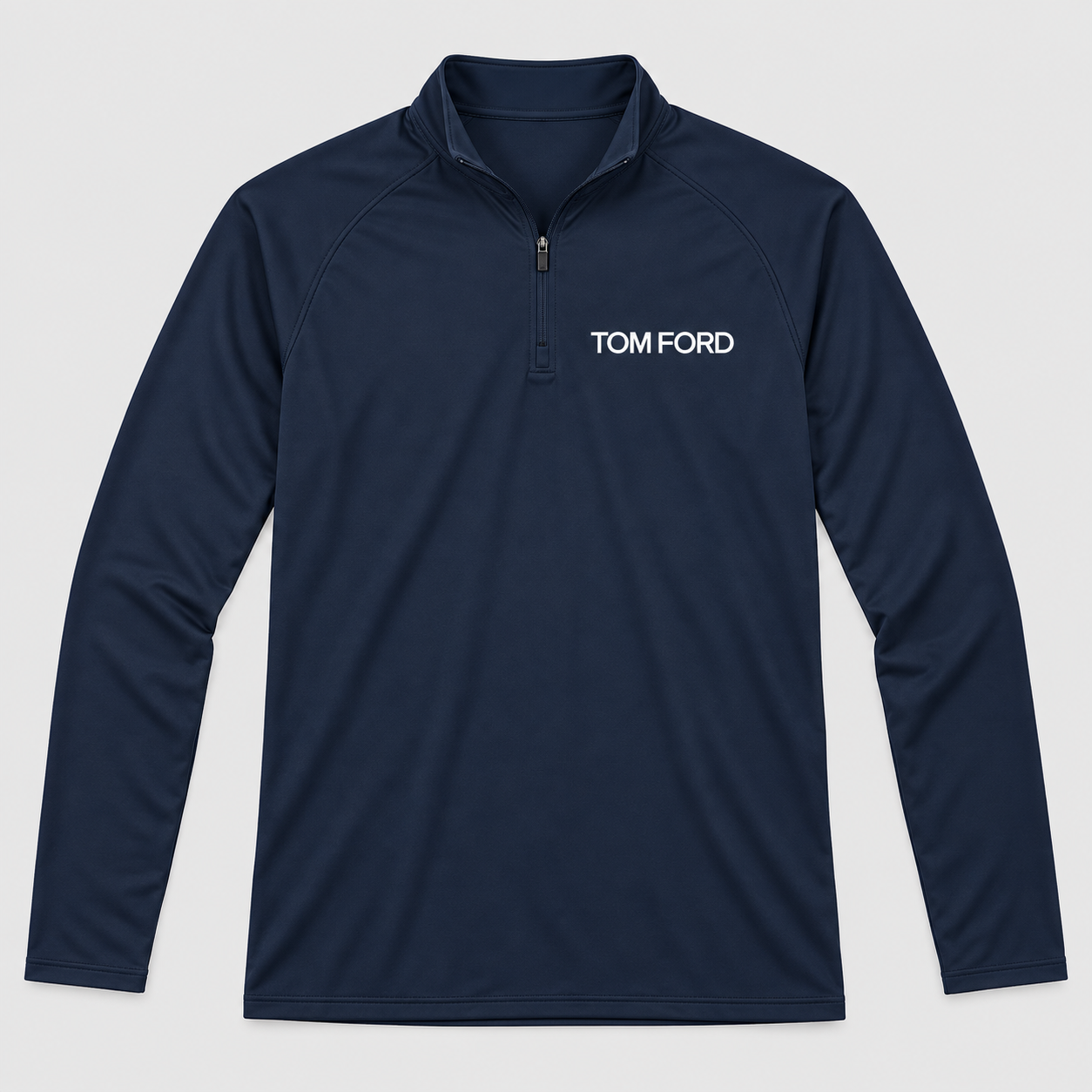 Men’s Tom Ford Lightweight Quarter-Zip Athletic Shirt – Long Sleeve Polyester Wear | Color: Navy | View 5
