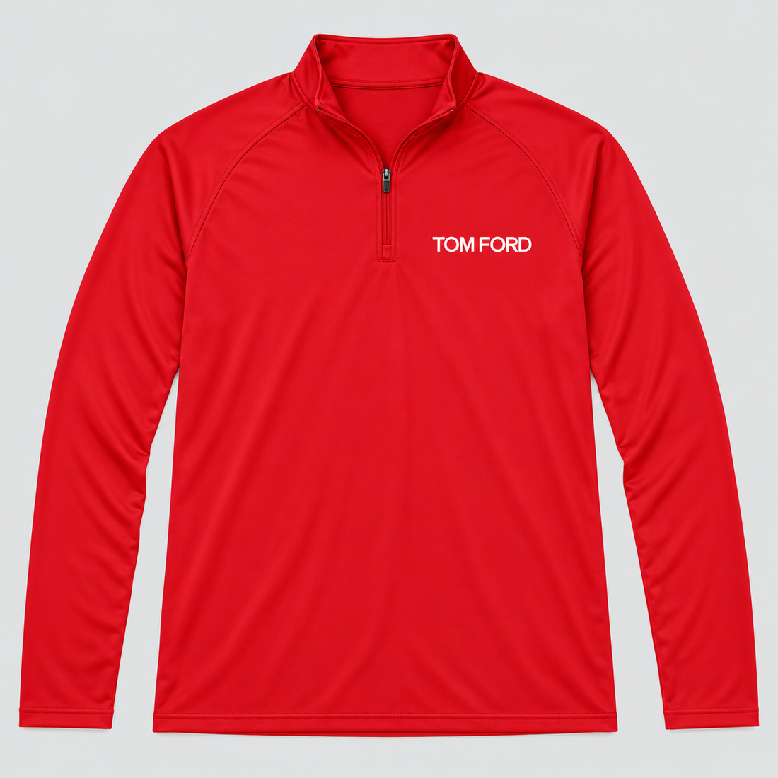 Men’s Tom Ford Lightweight Quarter-Zip Athletic Shirt – Long Sleeve Polyester Wear | Color: Red | View 5