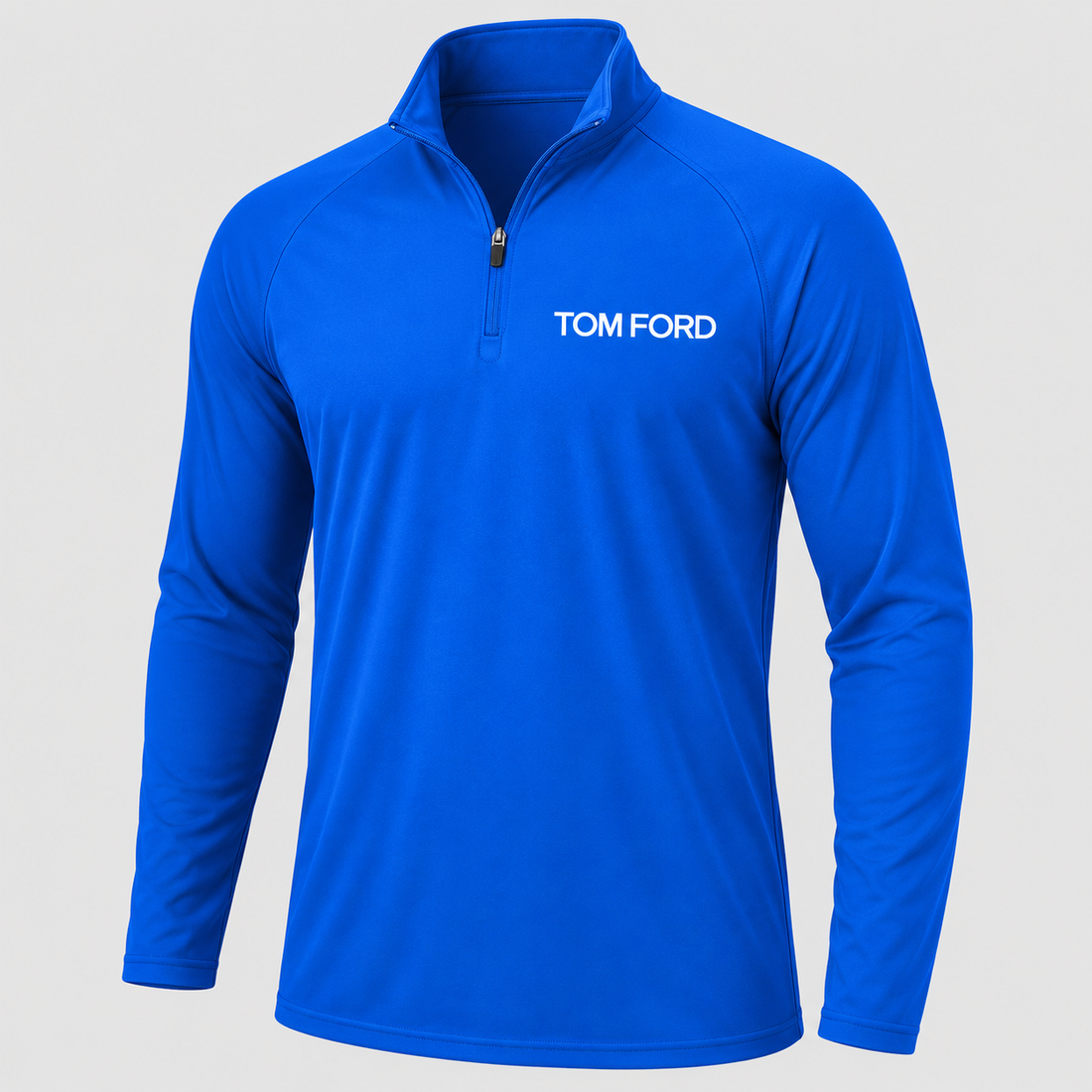 Men’s Tom Ford Lightweight Quarter-Zip Athletic Shirt – Long Sleeve Polyester Wear | Color: Royal Blue | View 1