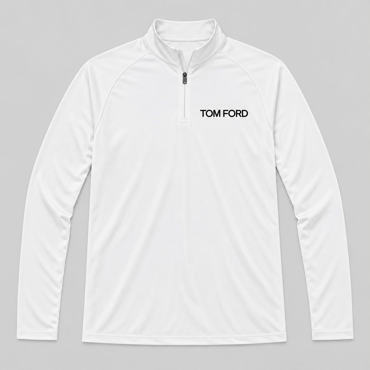 Men’s Tom Ford Lightweight Quarter-Zip Athletic Shirt – Long Sleeve Polyester Wear | Color: White | View 5