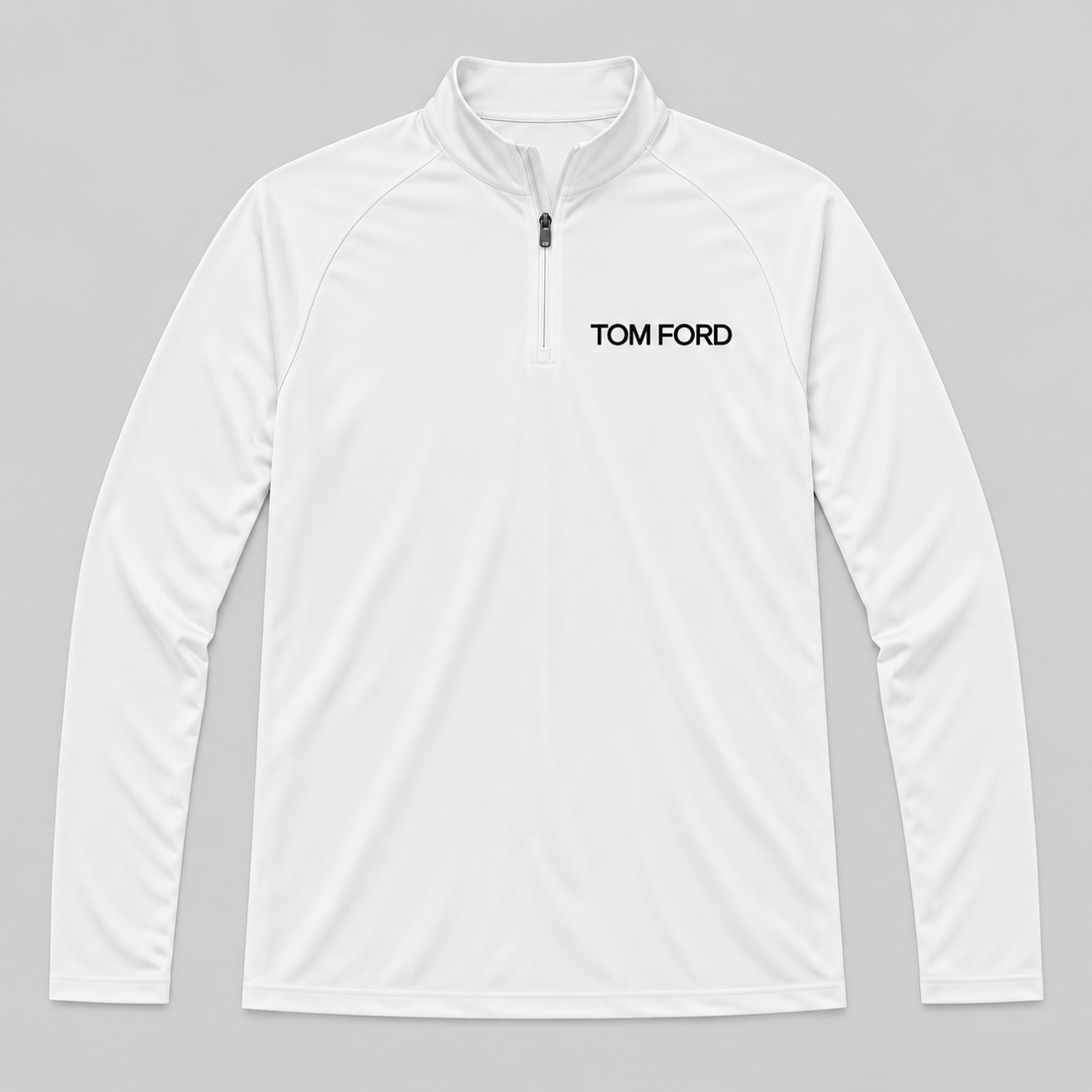 Men’s Tom Ford Lightweight Quarter-Zip Athletic Shirt – Long Sleeve Polyester Wear | Color: White | View 5
