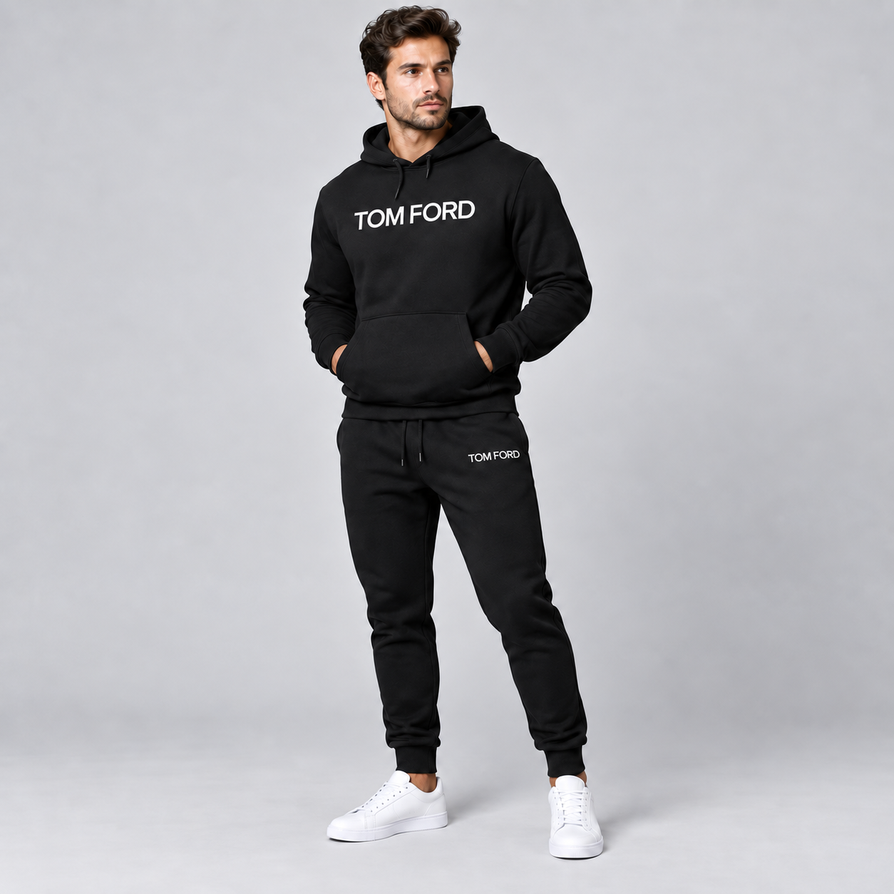 Men's Tom Ford Hoodie Joggers Set | Color: Black | View 2