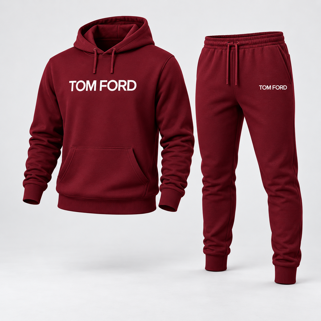 Men's Tom Ford Hoodie Joggers Set | Color: Burgundy | View 1
