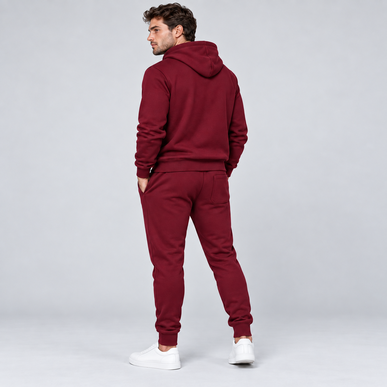 Men's Tom Ford Hoodie Joggers Set | Color: Burgundy | View 3