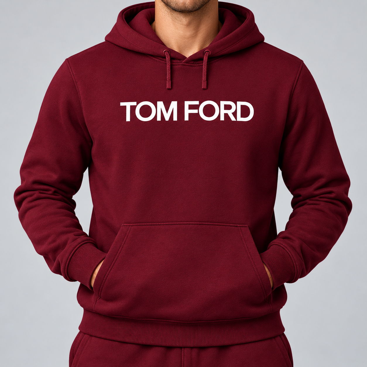 Men's Tom Ford Hoodie Joggers Set | Color: Burgundy | View 4