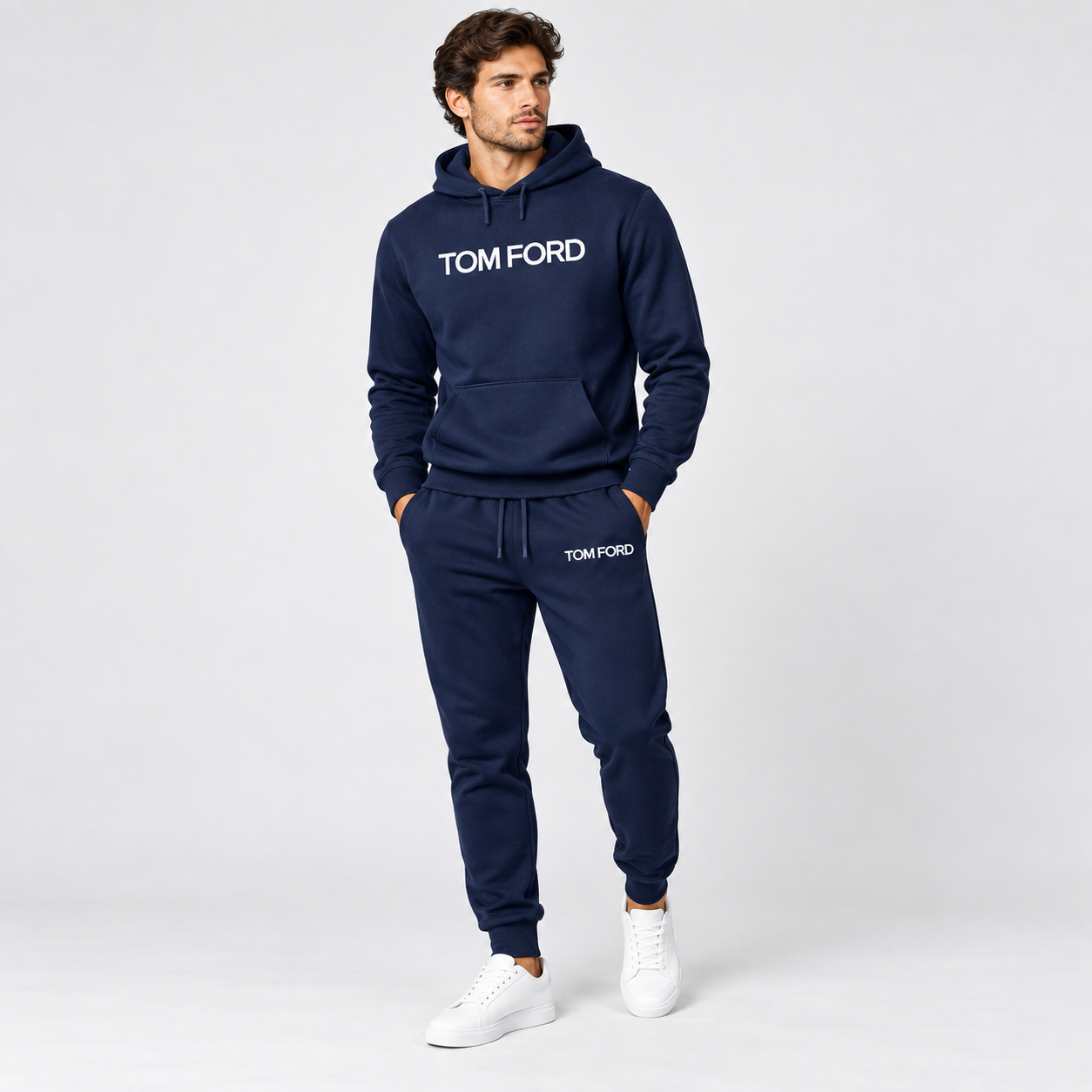 Men's Tom Ford Hoodie Joggers Set | Color: Navy | View 2