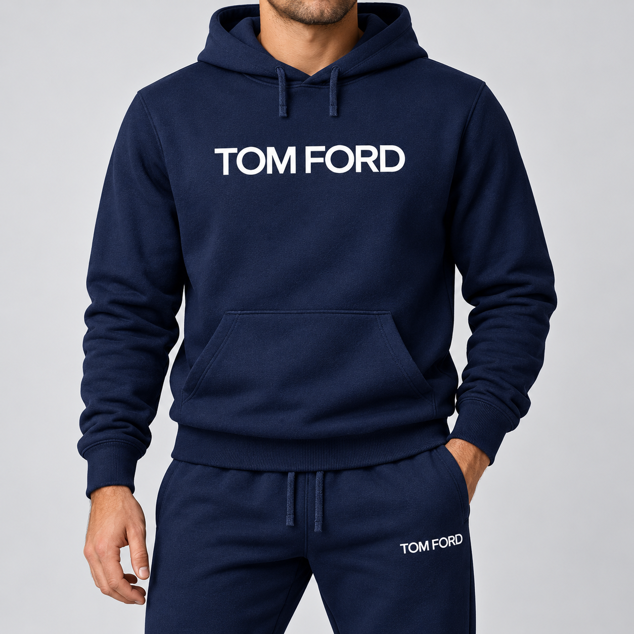 Men's Tom Ford Hoodie Joggers Set | Color: Navy | View 4