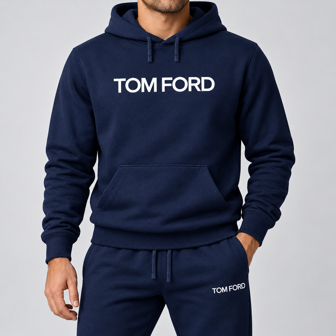 Men's Tom Ford Hoodie Joggers Set | Color: Navy | View 4