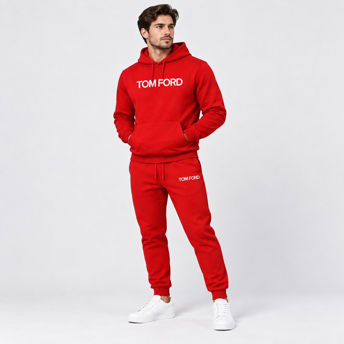 Men's Tom Ford Hoodie Joggers Set | Color: Red | View 2