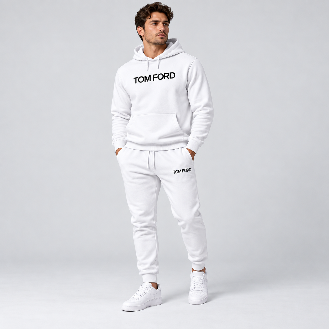Men's Tom Ford Hoodie Joggers Set | Color: White | View 2
