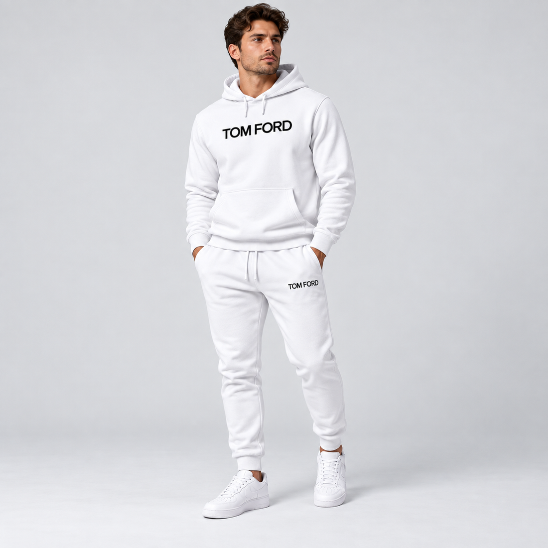 Men's Tom Ford Hoodie Joggers Set | Color: White | View 2