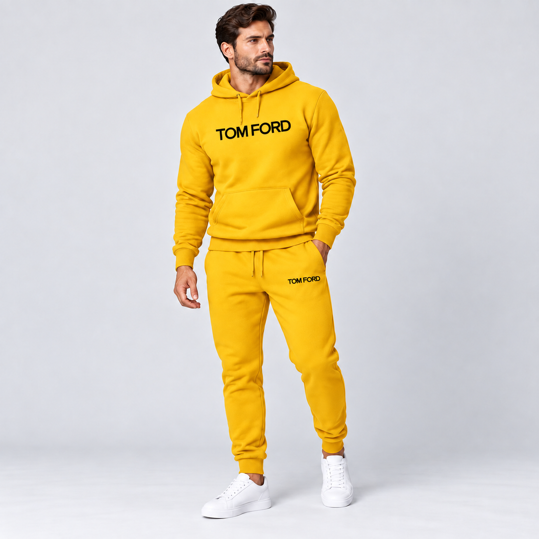 Men's Tom Ford Hoodie Joggers Set | Color: Yellow | View 2