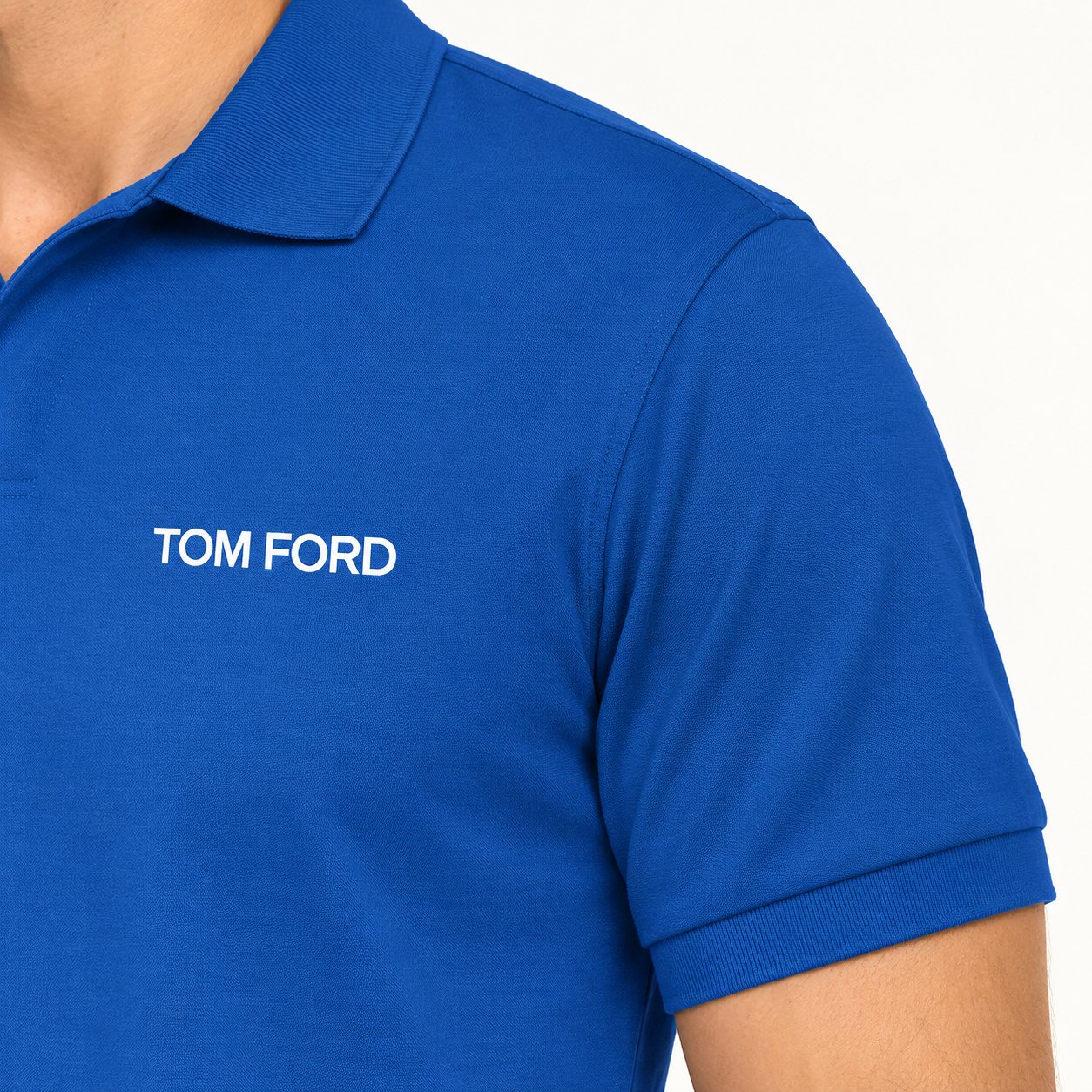 Men's Tom Ford Dry Blend Polo | Color: Blue | View 4