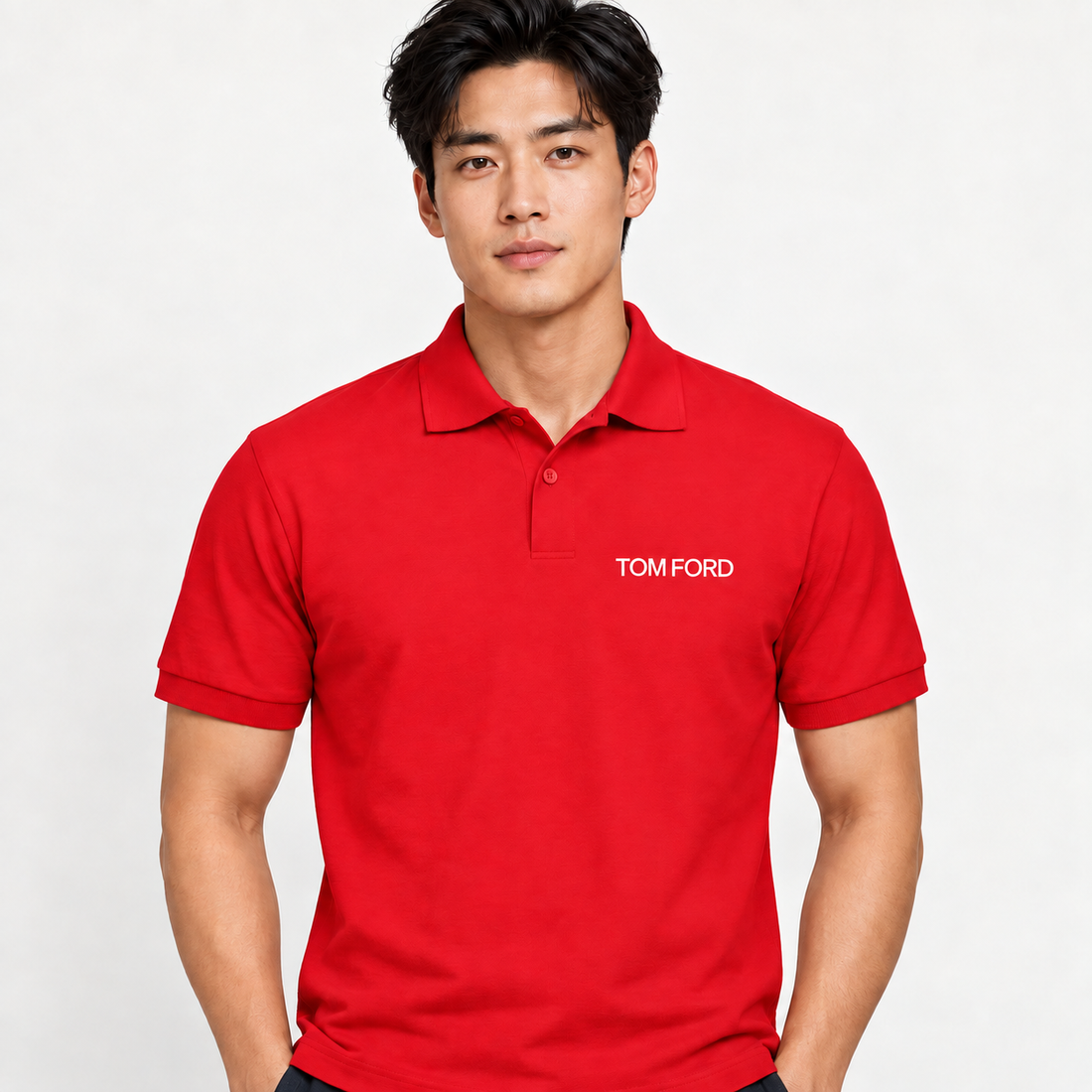 Men's Tom Ford Dry Blend Polo | Color: Red | View 3
