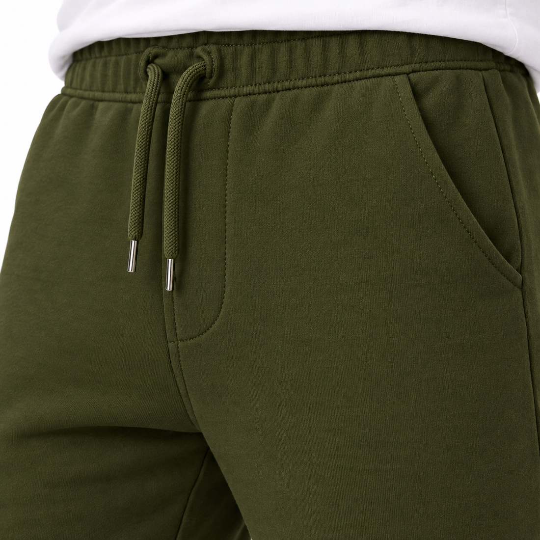 Men's Tom Ford Athletic Fleece Shorts | Color: Army Green | View 4