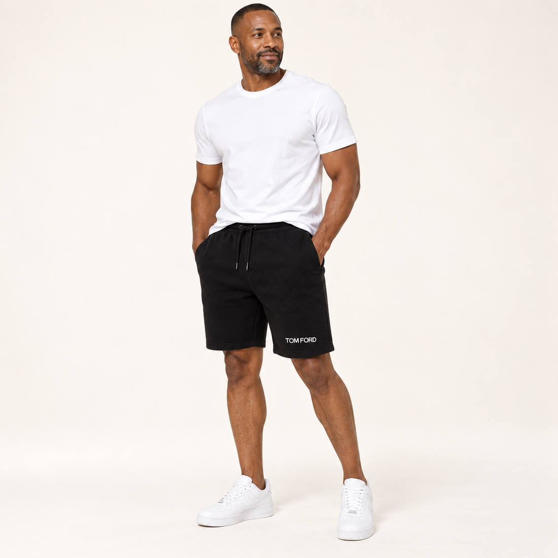 Men's Tom Ford Athletic Fleece Shorts | Color: Black | View 1