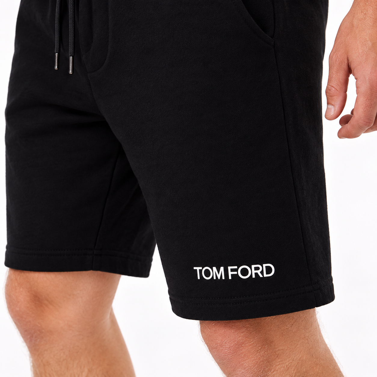 Men's Tom Ford Athletic Fleece Shorts | Color: Black | View 3
