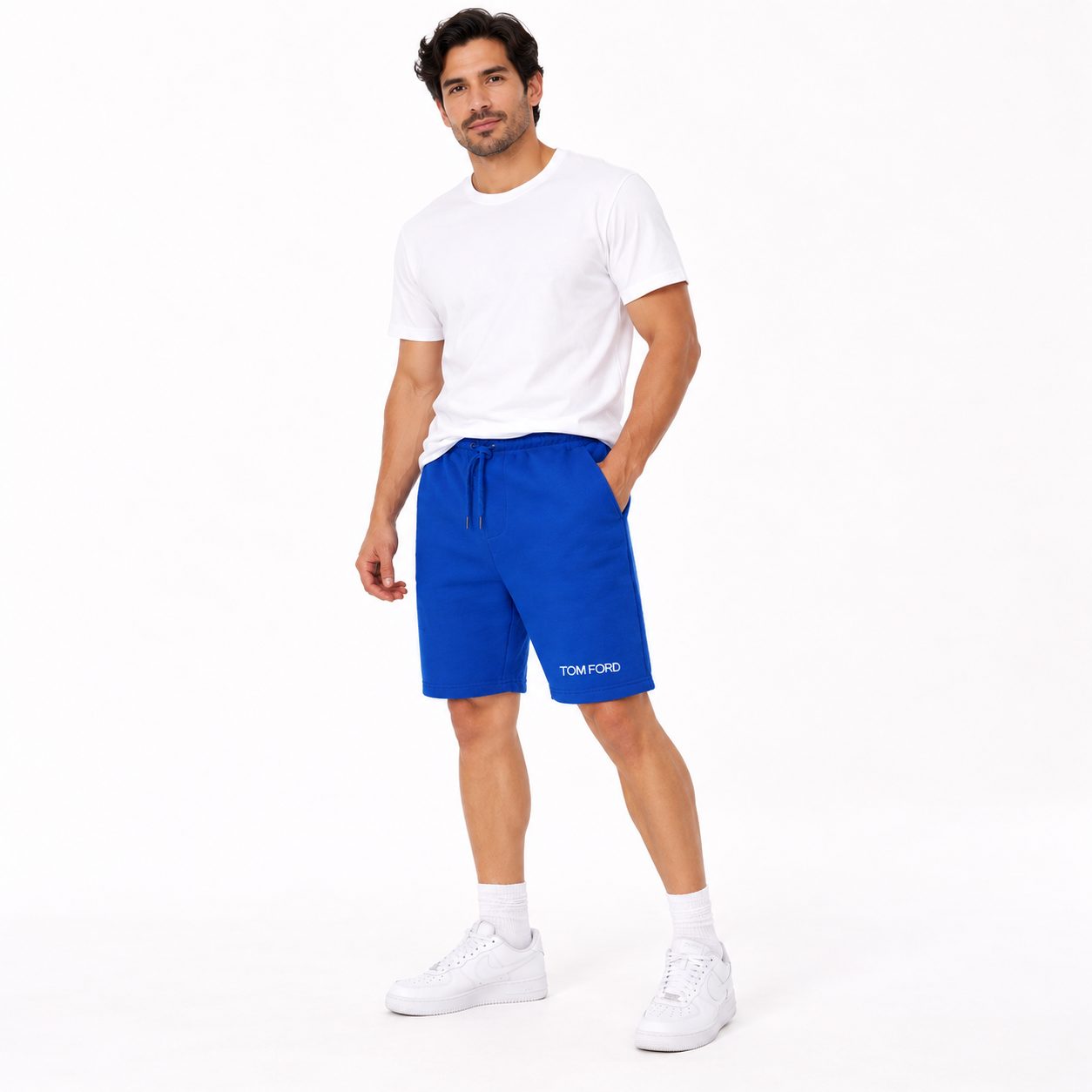 Men's Tom Ford Athletic Fleece Shorts | Color: Blue | View 1