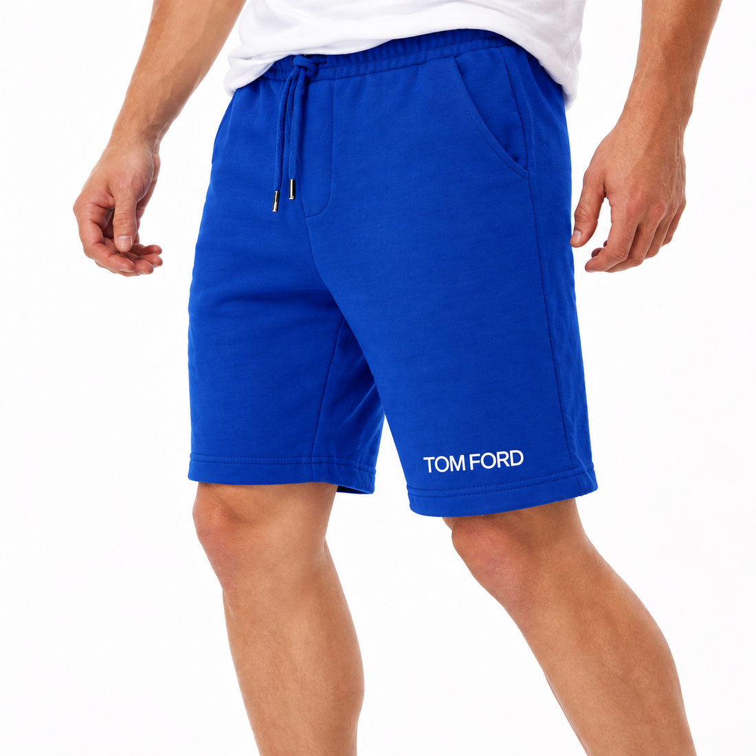 Men's Tom Ford Athletic Fleece Shorts | Color: Blue | View 5