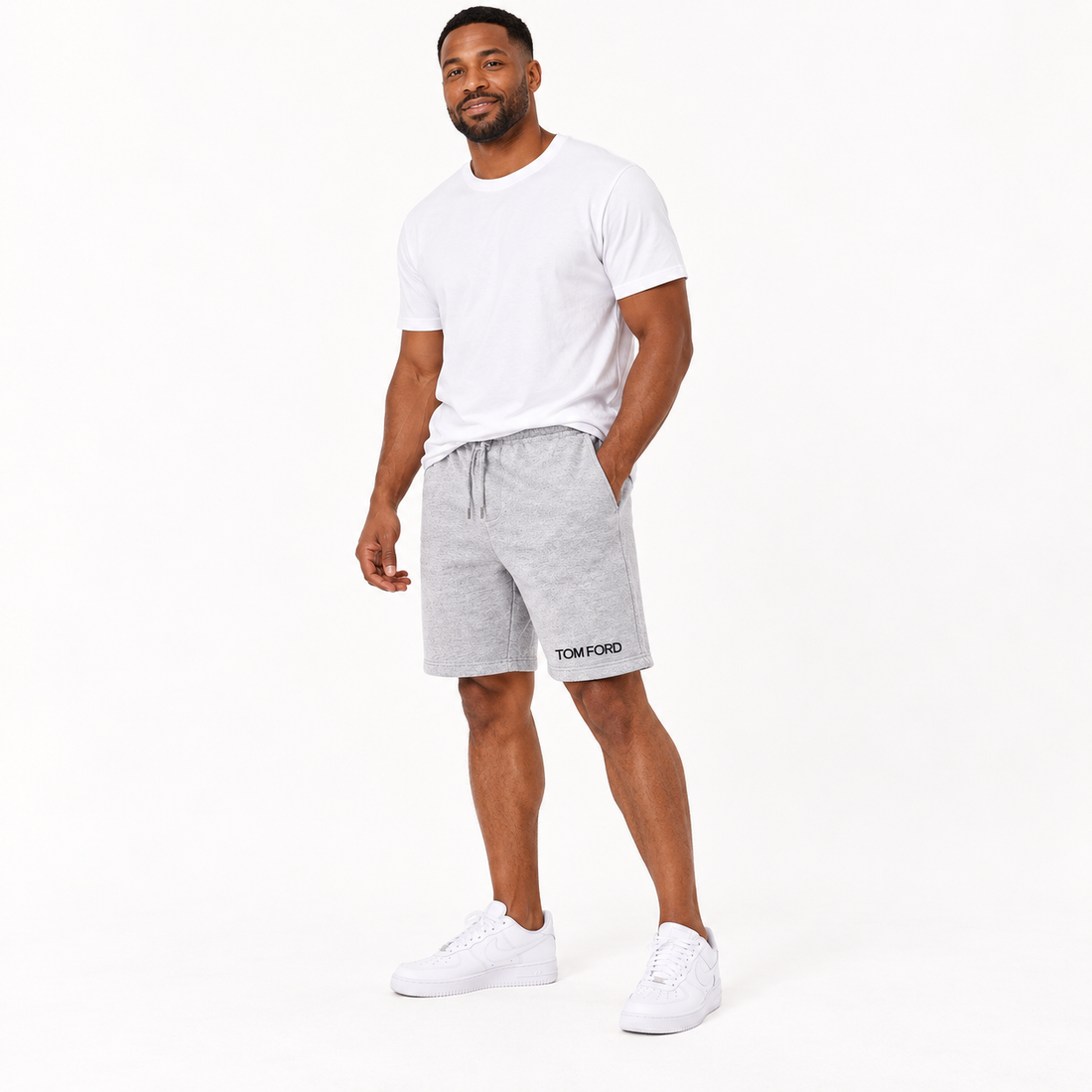 Men's Tom Ford Athletic Fleece Shorts | Color: Grey | View 1