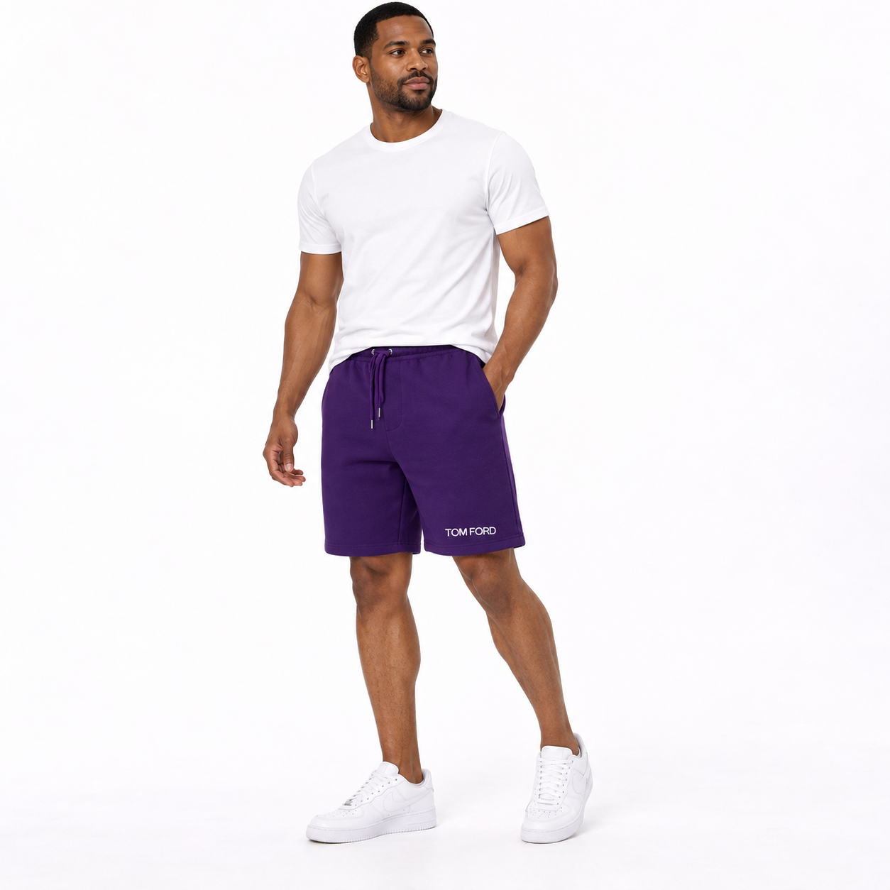 Men's Tom Ford Athletic Fleece Shorts | Color: Purple | View 1