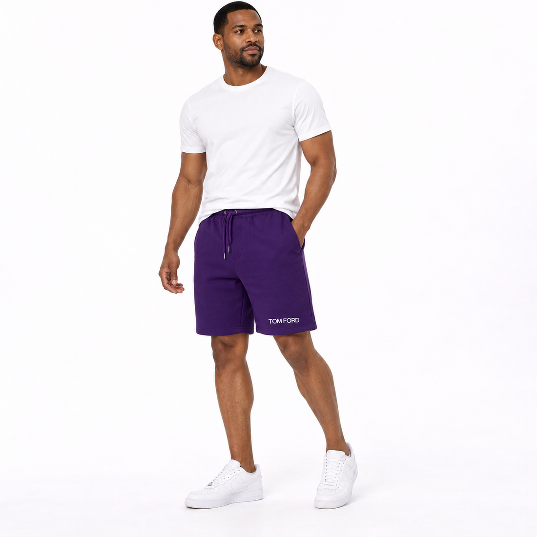 Men's Tom Ford Athletic Fleece Shorts | Color: Purple | View 1