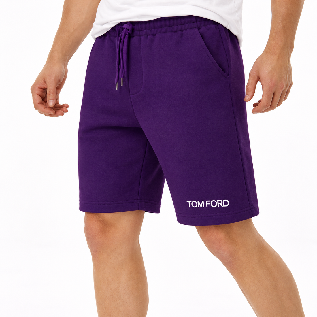 Men's Tom Ford Athletic Fleece Shorts | Color: Purple | View 5