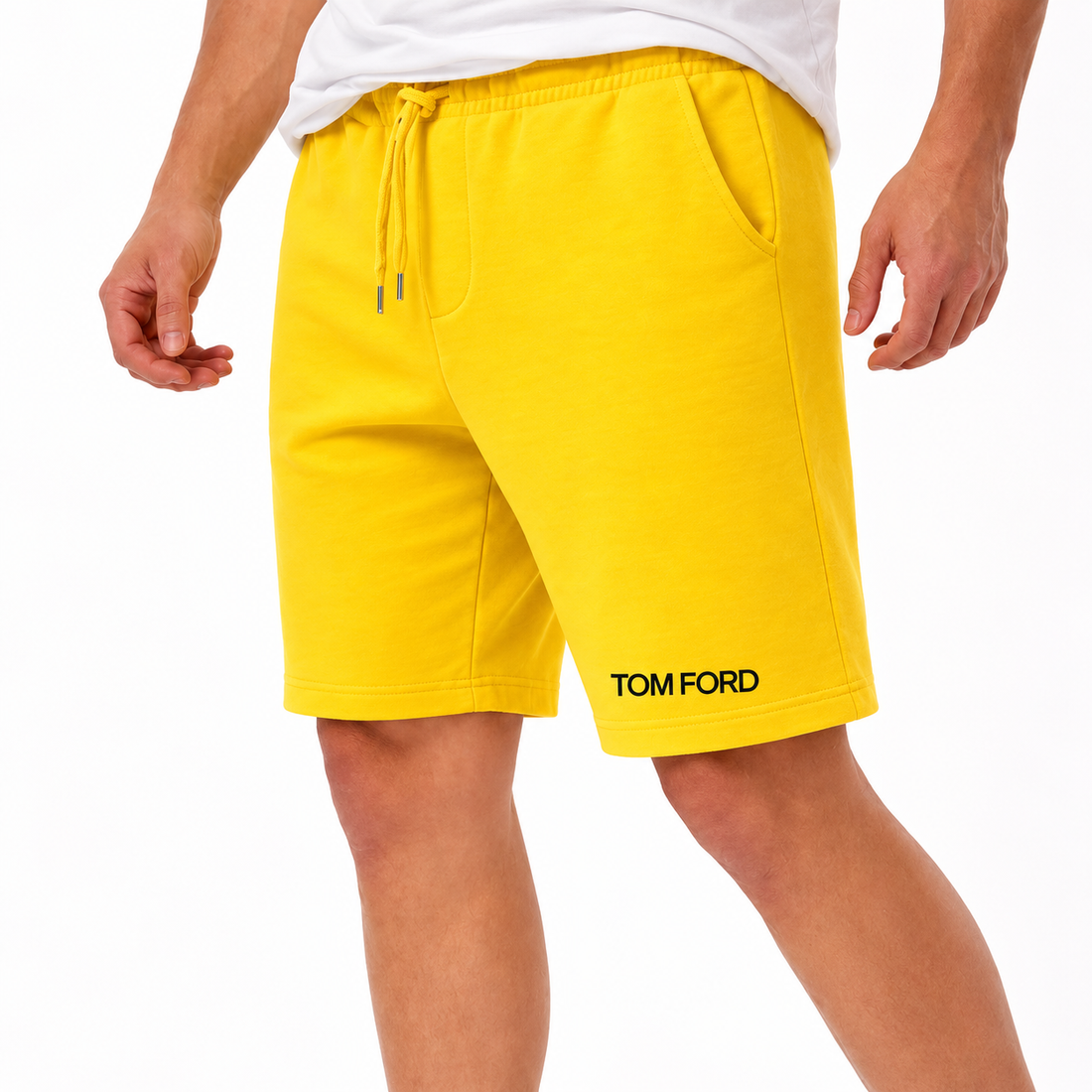 Men's Tom Ford Athletic Fleece Shorts | Color: Yellow | View 5